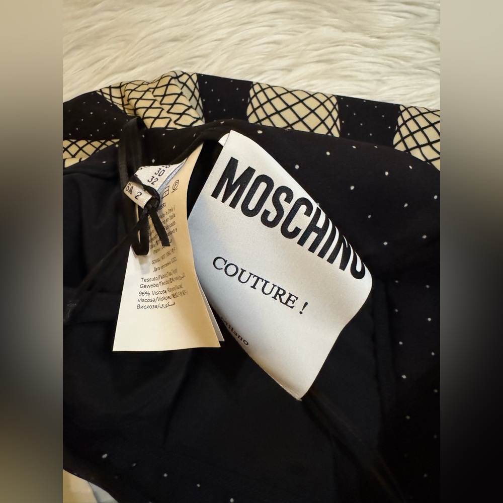 Moschino New Dancers Legs Midi Skirt Black Cream Size 2 - Picture 4 of 7